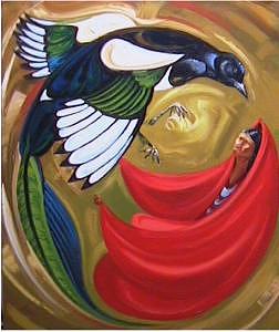 Magpie Painting - Magpie And The Maiden by Gordon Sage Magpie Painting - Magpie And The Maiden by Gordon Sage