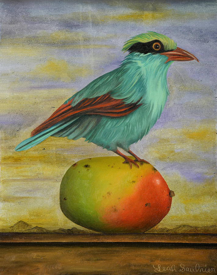 Magpie On A Mango Painting by Leah Saulnier The Painting Maniac