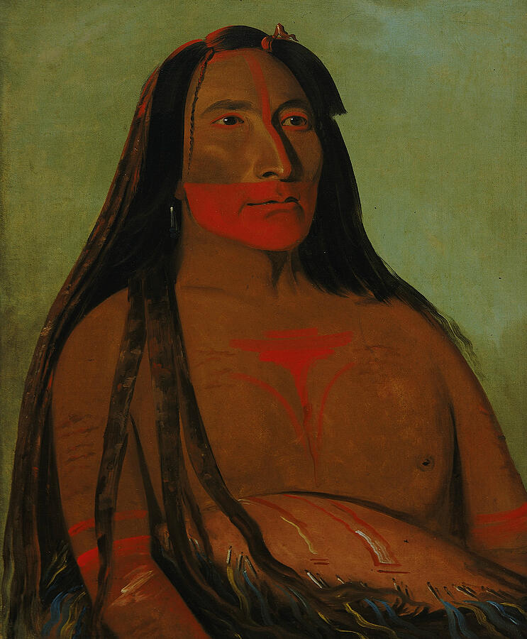Mah-to-toh-pa, Four Bears, Second Chief in Mourning, from 1832 Painting by George Catlin
