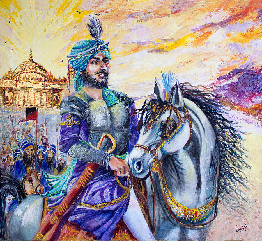 Horse Painting - Maharaja Ranjit Singh by Sarabjit Singh