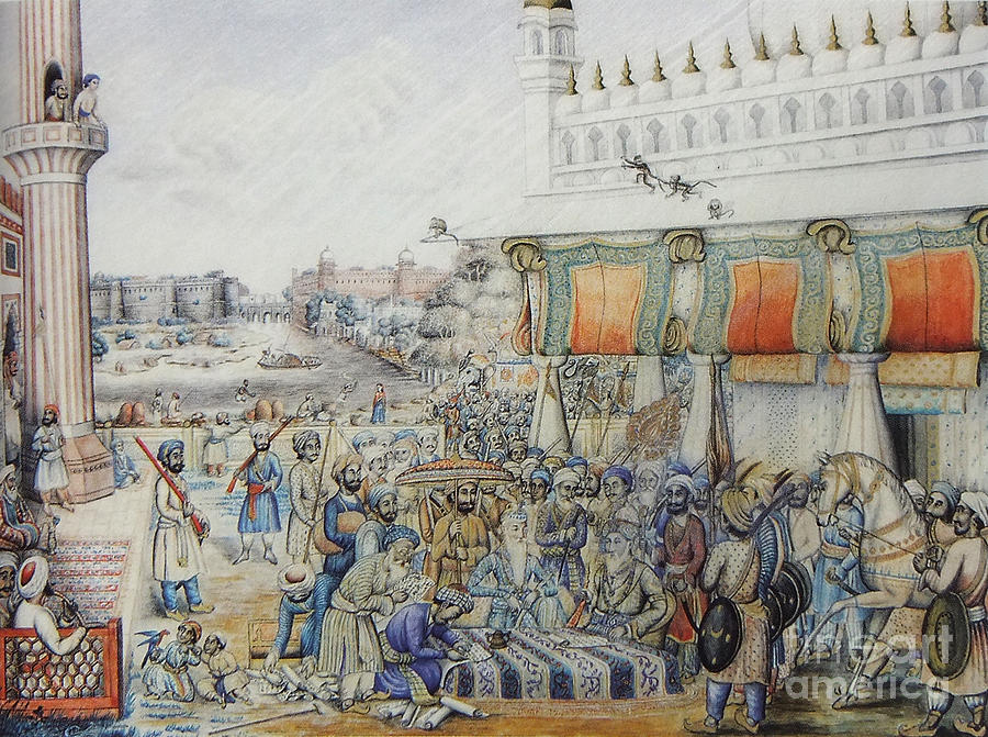 Maharaja Ranjit Singh Sikh Court Painting by Celestial Images