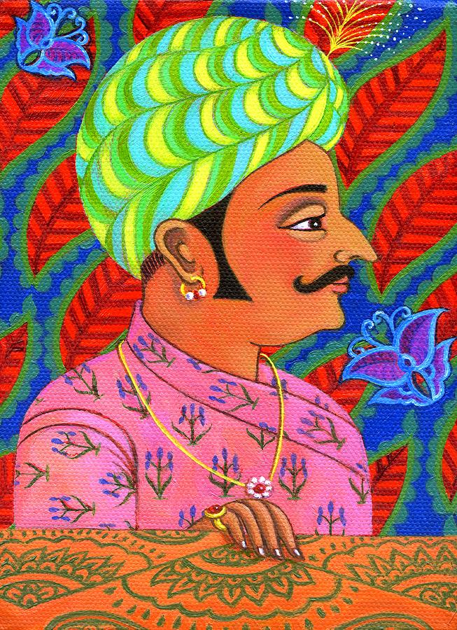 Portrait Painting - Maharaja with butterflies by Jane Tattersfield