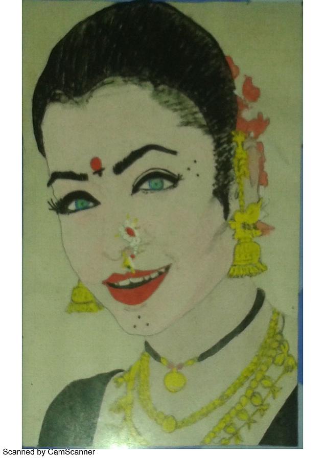 Maharashtrian woman India Painting by Vaibhav Ghole