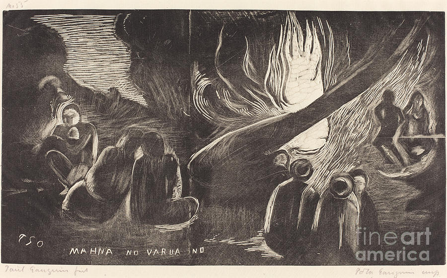 Mahna No Varua Ino (the Devil Speaks) Drawing by Paul Gauguin