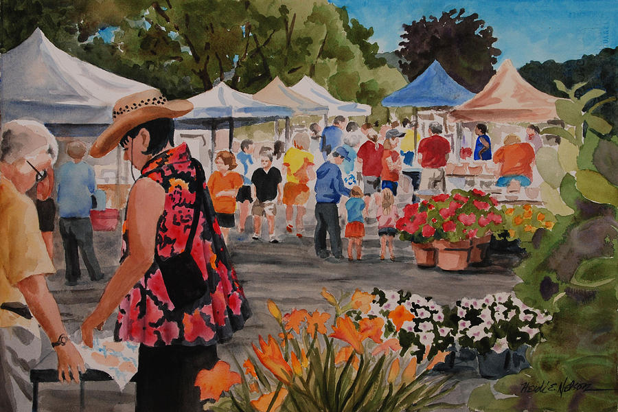 Mahtomedi Farmers Market Painting by Heidi E Nelson