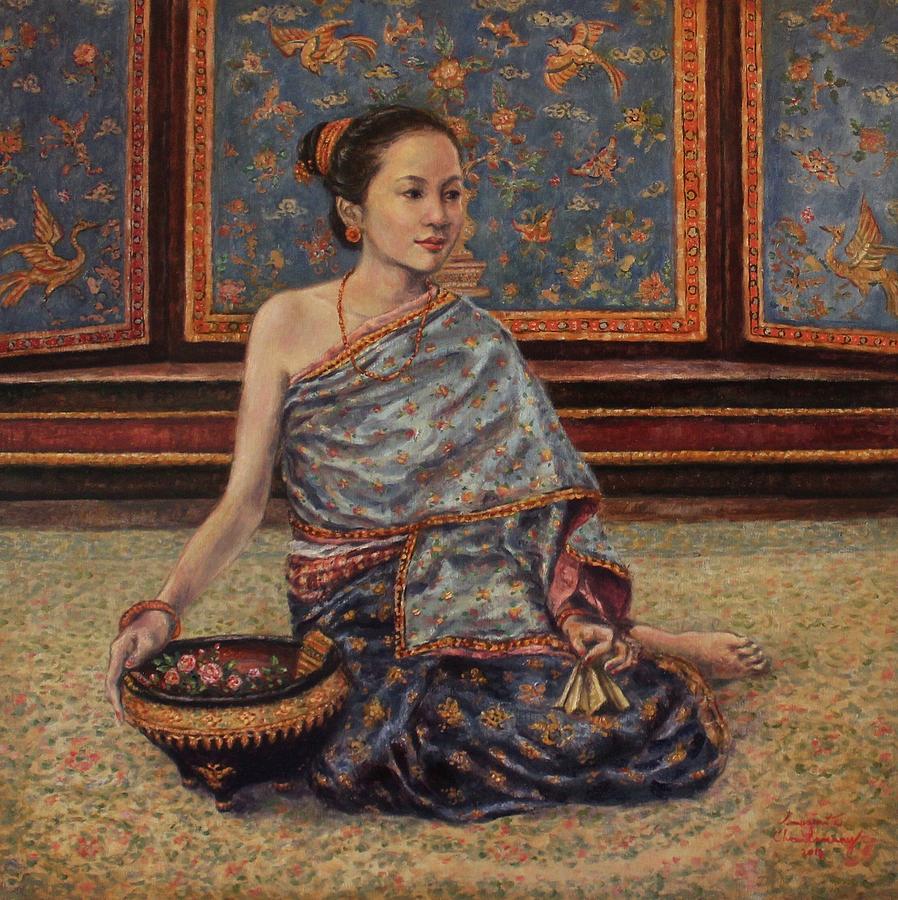 Maiden of the Inner Palace  Painting by Sompaseuth Chounlamany