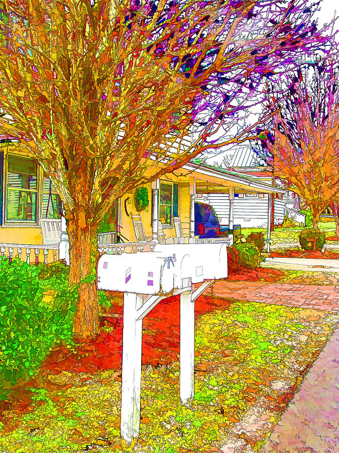 Mailbox infront of house Painting by Jeelan Clark