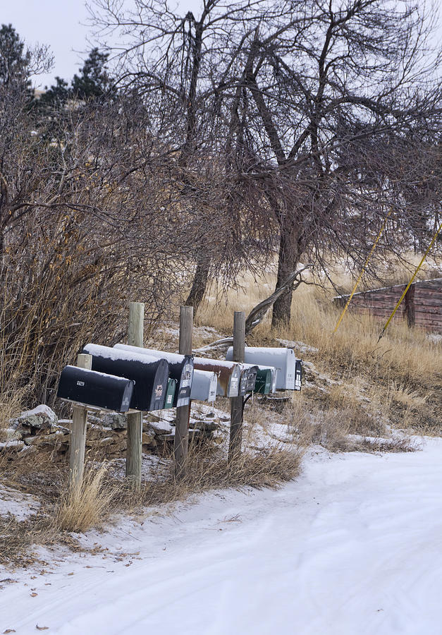 Mailboxes in snow  Photograph by Cathy Anderson