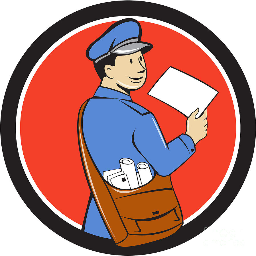 Mailman Deliver Letter Circle Cartoon Digital Art by Aloysius Patrimonio -  Fine Art America