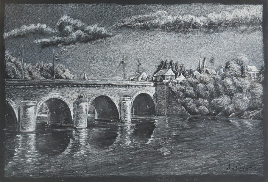 Main Bridge Moissac France Drawing by Jon Falkenmire