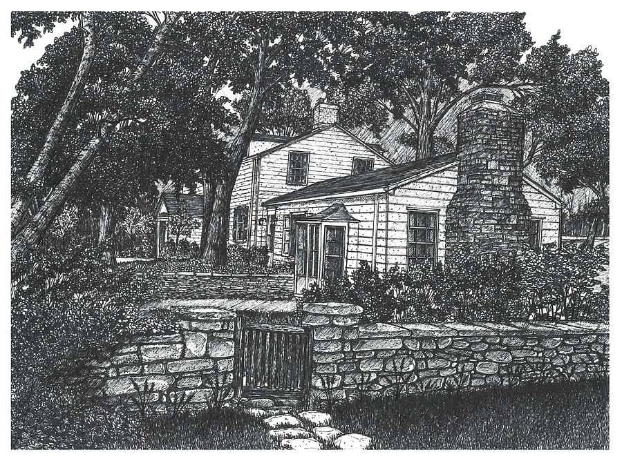 Main House at Scotsdale Farm, Halton Hills, Ontario Drawing by Jonathan Baldock