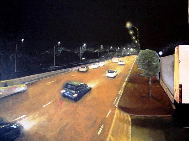 Modern Painting - Main Road at the night by Luca Rinaldi Modern Painting - Main Road at the night by Luca Rinaldi