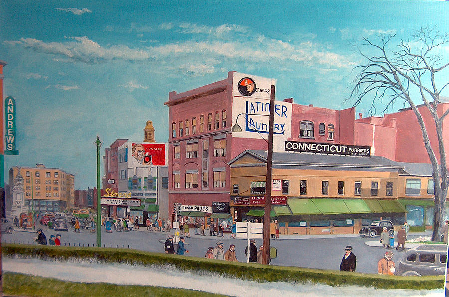 Cityscape Painting - Main Street 1944 by Margaret Fitzsimmons