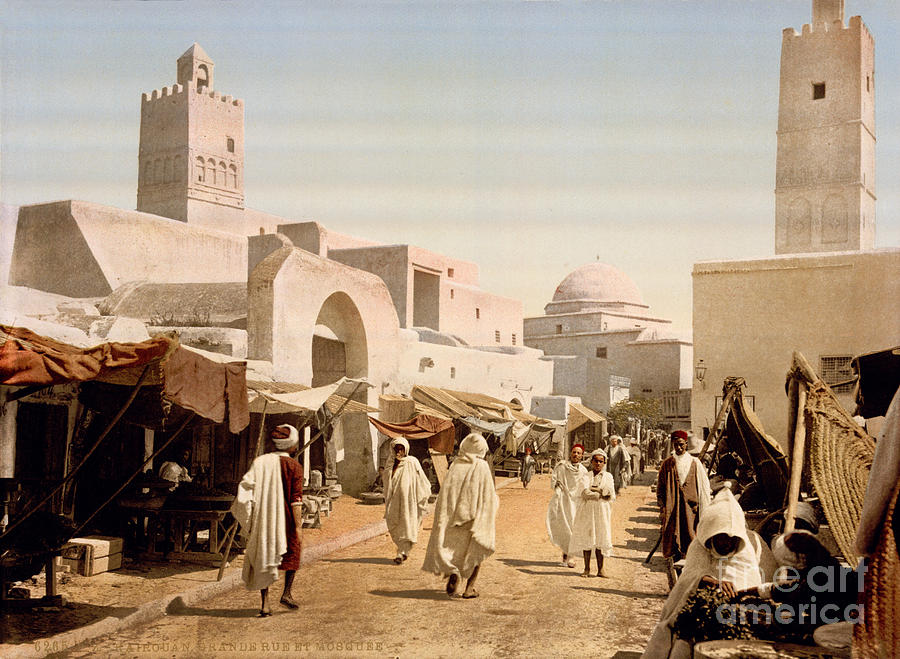Main street and mosque Painting by Celestial Images