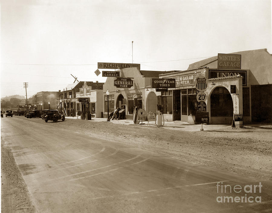 Main Street Photograph - Main Street Atascadero California Circa 1925 by Monterey County Historical Society
