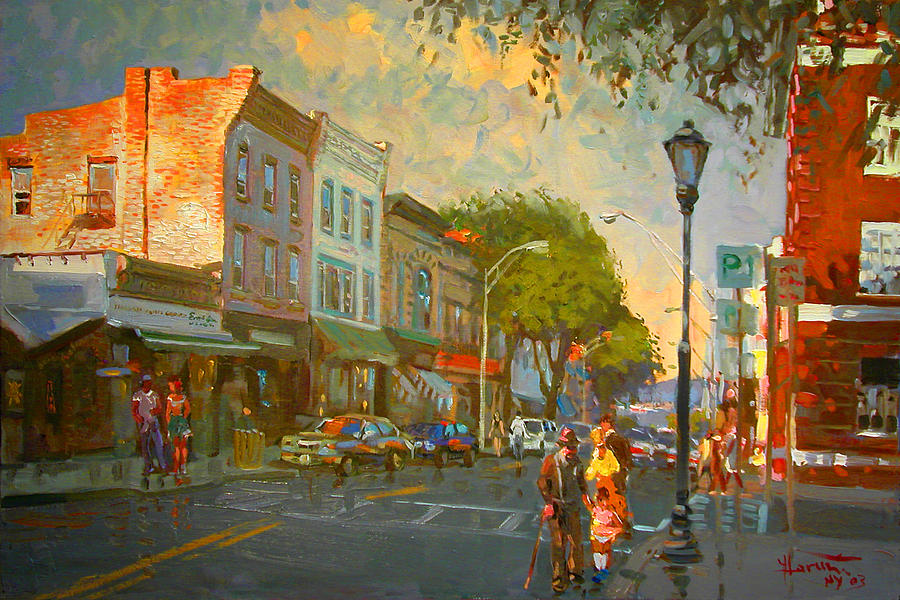 Landscape Painting - Main Street Nyack NY  by Ylli Haruni