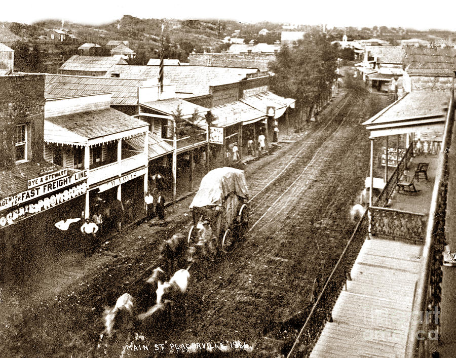 Main Street Photograph - Main Street, Placerville, from the Cary House 1866 by Monterey County Historical Society