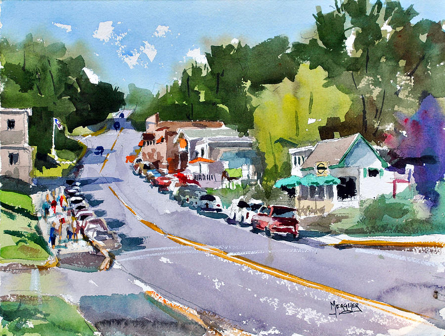 Lake Michigan Painting - Main Street Sister Bay Wisconsin by Spencer Meagher