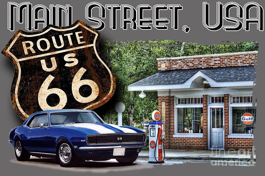 Vintage Digital Art - Main Street, USA Camaro by Paul Kuras