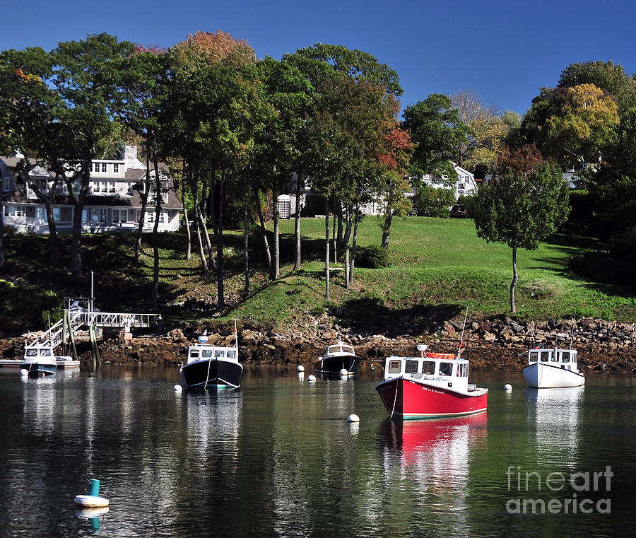 Fall Photograph - maine 18 Rock Port harbor View by Terri Winkler
