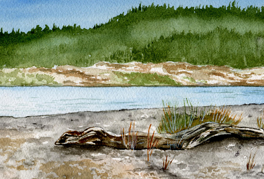 Maine Beach Wood Painting by Brenda Owen