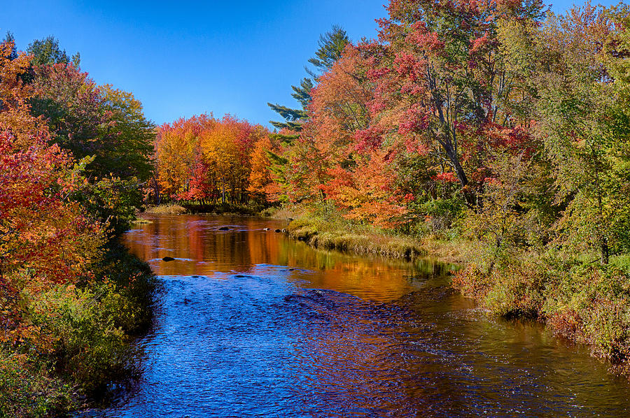 Maine Brook In Afternoon With Fall Color Reflection Photograph