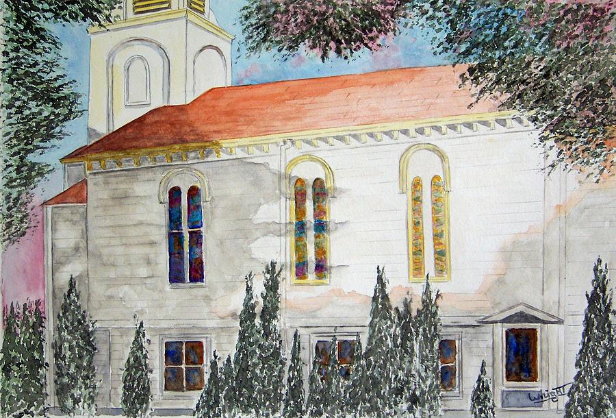 Maine Church At Sunset Painting by Larry Wright