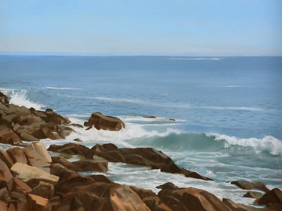 Beach Painting - Maine Coast by Linda Tenukas