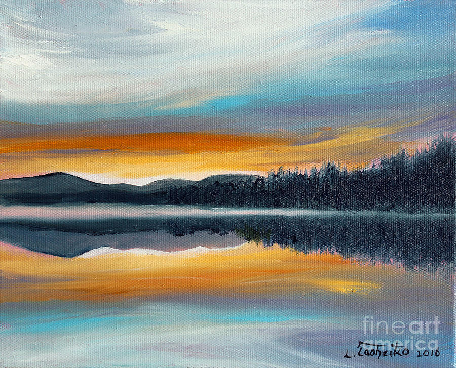 Mountain Painting - Maine Coast Winter Sunrise by Laura Tasheiko