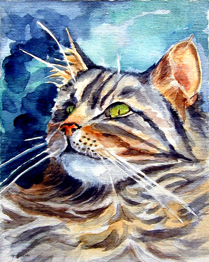 Maine Coon Cat Painting by Lyn Cook Fine Art America