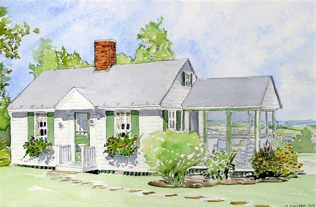 Summer Painting - Maine Cottage by Debbie Peate