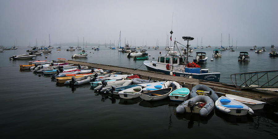 Maine Falmouth Boat Landing on Misty Morning Panorama Photograph by Ranjay Mitra