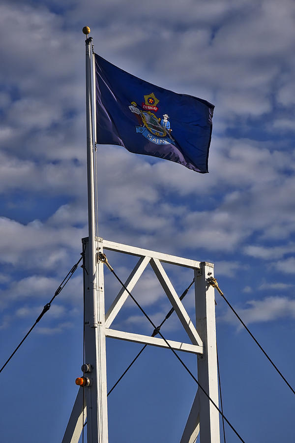 Maine Flag -perkins Cove Bridge Photograph