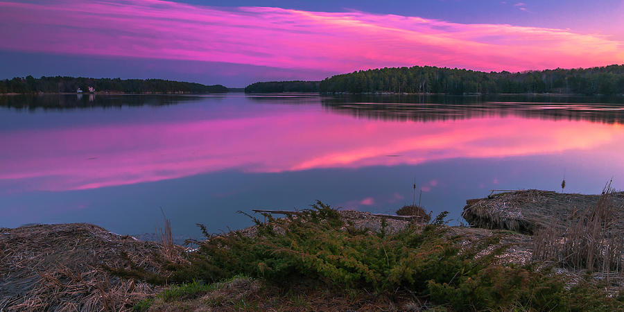 Maine Kennebec River Sunset Panorama Photograph by Ranjay Mitra