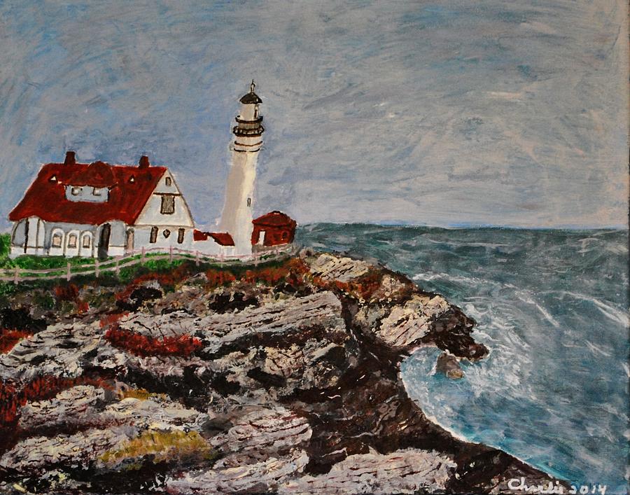 Maine Lighthouse Painting by Charlie Sommer - Fine Art America