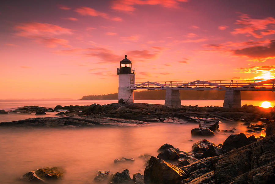 Maine Lighthouse Marshall Point at Sunset Photograph by Ranjay Mitra