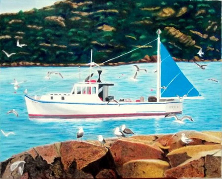 Maine Lobster Boat Painting By Bill Berry Pixels