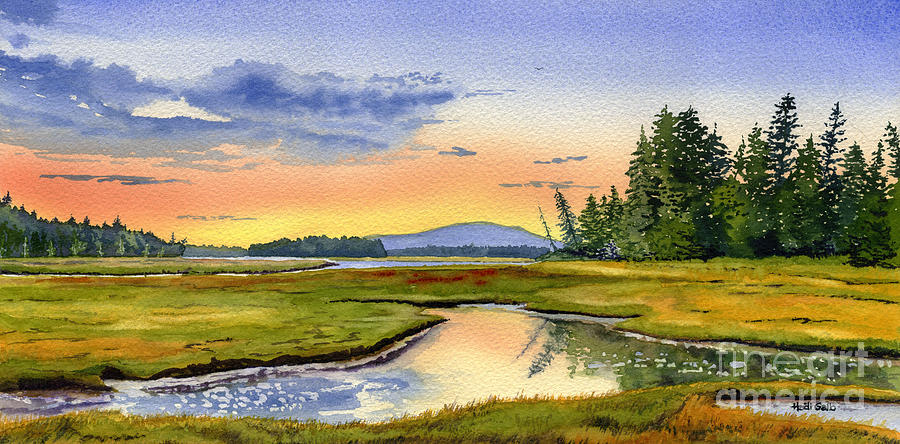 Maine Marsh Sunrise Painting by Heidi Gallo