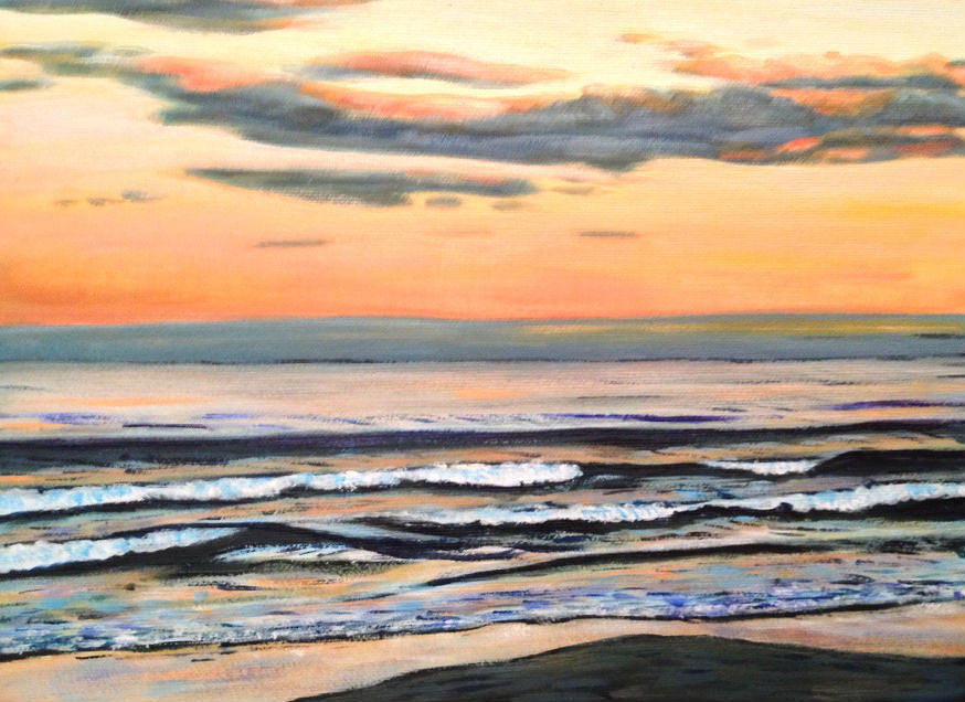 Maine Ocean Sunset Painting by Richard Nowak