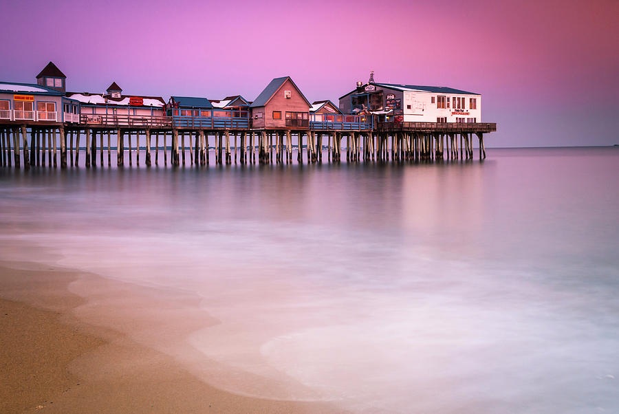 Sunset Photograph - Maine Old Orchard Beach Pier Sunset  by Ranjay Mitra