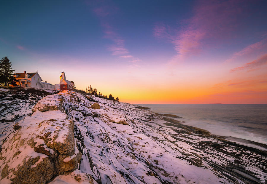 Maine Pemaquid Lighthouse in Winter Snow Photograph by Ranjay Mitra