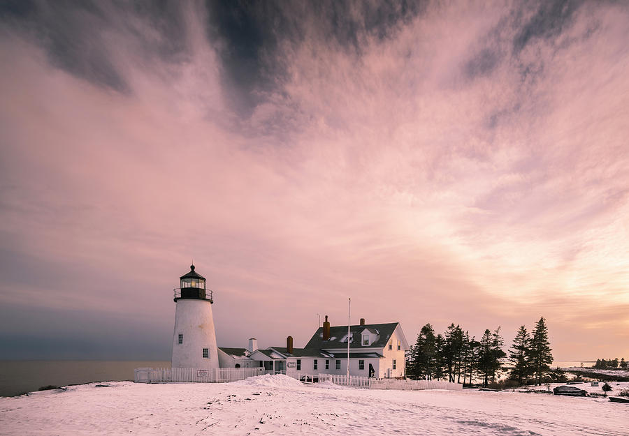 Maine Pemaquid Lighthouse Sunset after Winter Storm Photograph by Ranjay Mitra