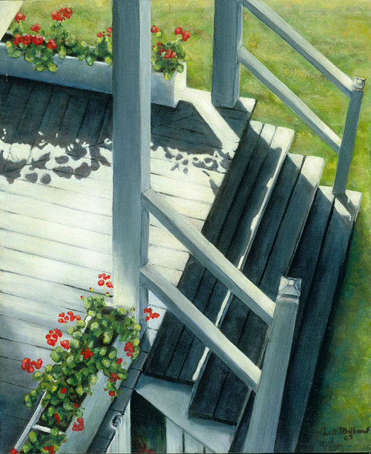 Maine Porches Number Three Painting by Leo Malboeuf
