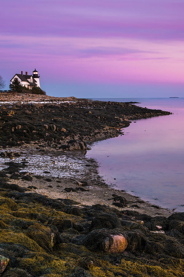 Maine Prospect Harbor Lighthouse Sunset in Winter Photograph by Ranjay Mitra