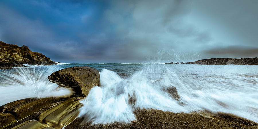Maine Rocky Coast during Storm at Two Lights Photograph by Ranjay Mitra
