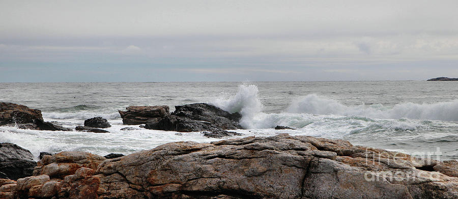 Nature Photograph - Maine Rocky Shore Panorama by Sandra Huston