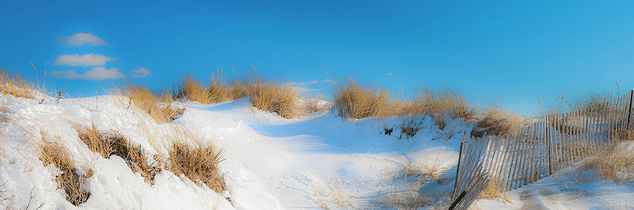 Maine Snow Dunes on Coast in Winter Panorama Photograph by Ranjay Mitra