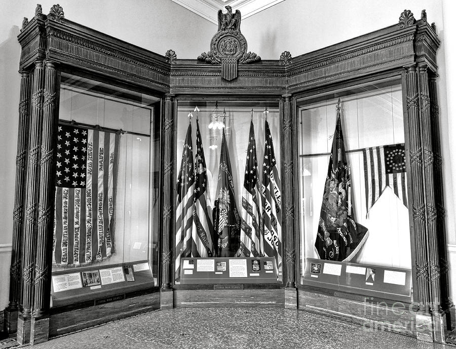 Maine State Capitol Hall of Flags Civil War Display Case One Photograph by Olivier Le Queinec