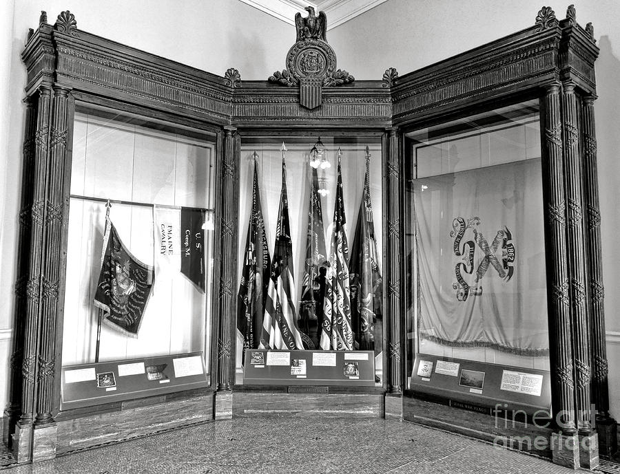 Maine State Capitol Hall of Flags Civil War Display Case Two Photograph by Olivier Le Queinec