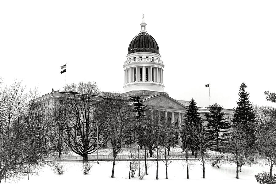 Maine State Capitol in Winter Photograph by Olivier Le Queinec